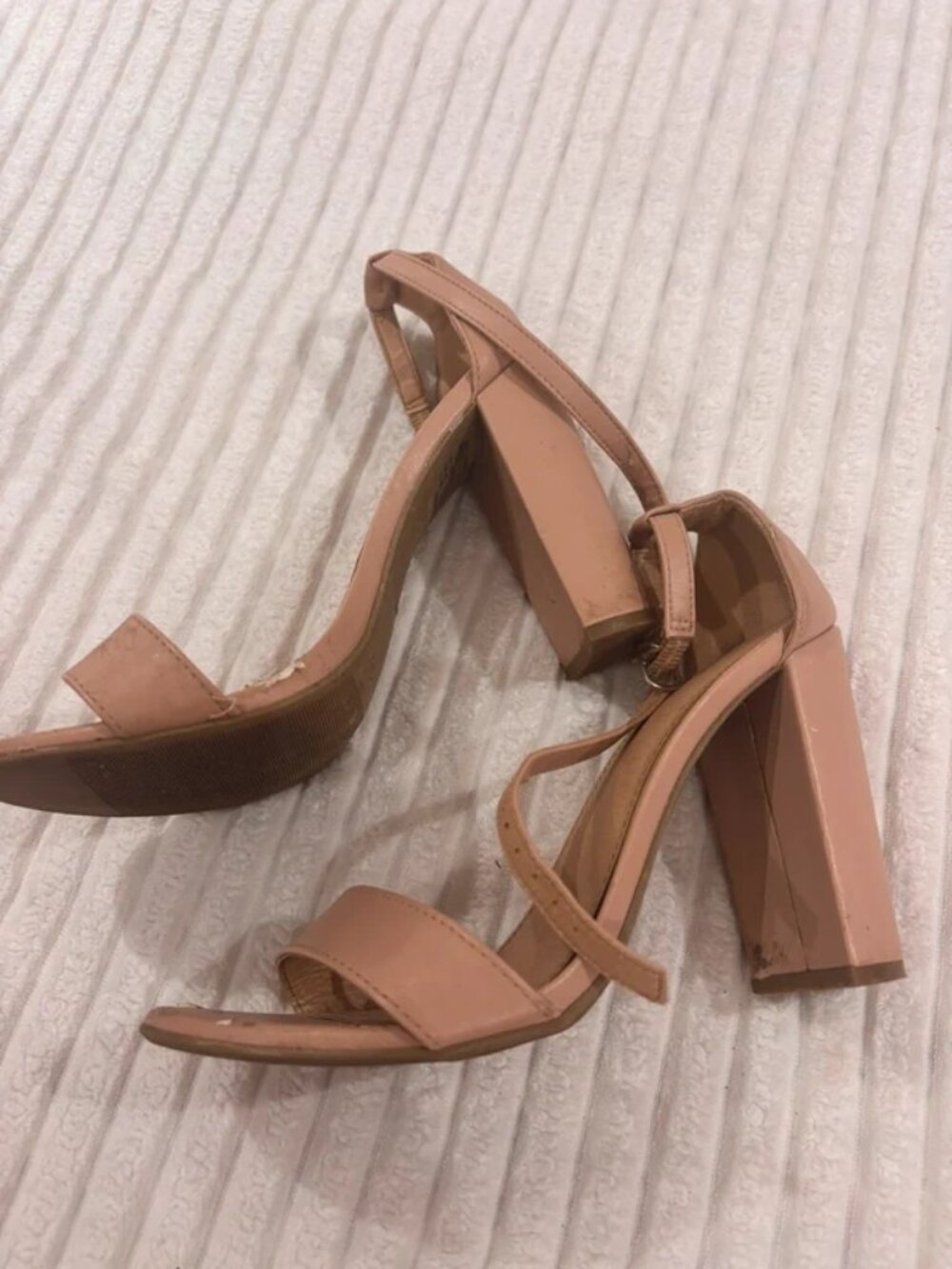 Nude block heels